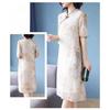 Luxury Silk Cheongsam Dress Chinese Style Modified for Women Short Sleeves Elegant Mother Dress Over Knee Length