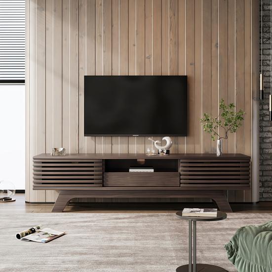 TV Cabinet with One Drawer And Two Doors, TV Furniture, TV Panel, TV Cabinet. Unique Design, Vintage Wood Color.