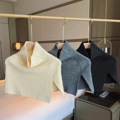 Yousheng Women Shawl Scarf High Collar Side Split Design Windproof Warm Fabric Fake Collar Outdoor Lightweight Shawl Wrap