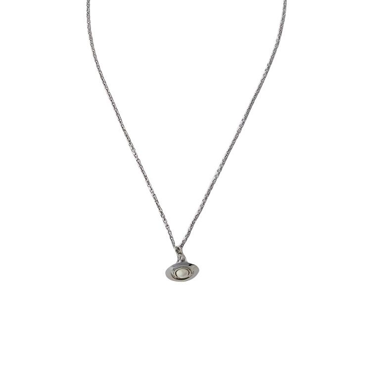 Vivienne Westwood Logo Design Brass Necklace Men necklace Silver 630203FB-02P113 Basic Packaging-Dust Bag+Box