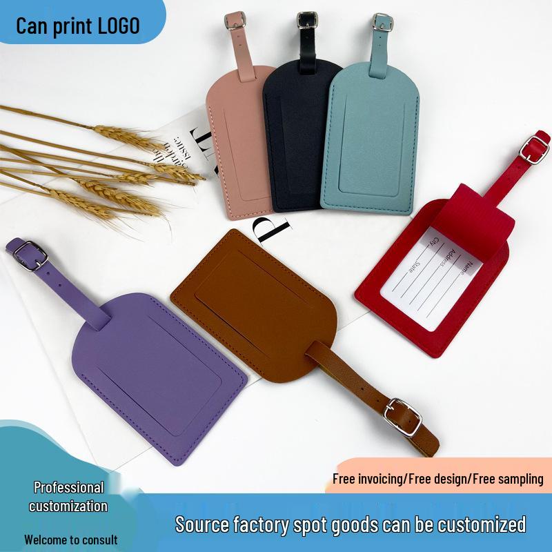 Cross-Border Spot Thickened PU Leather Boarding Pass with Pocket, Hardware Buckle-Free Interior, and Signature Paper Luggage Tag