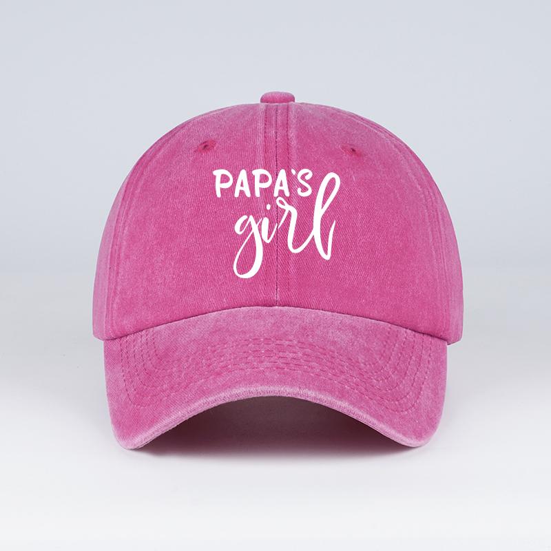 

Vintage Papa s Girl Print Washed Baseball Cap Adjustable Unisex Daughter Casual Sun Hat розы красного