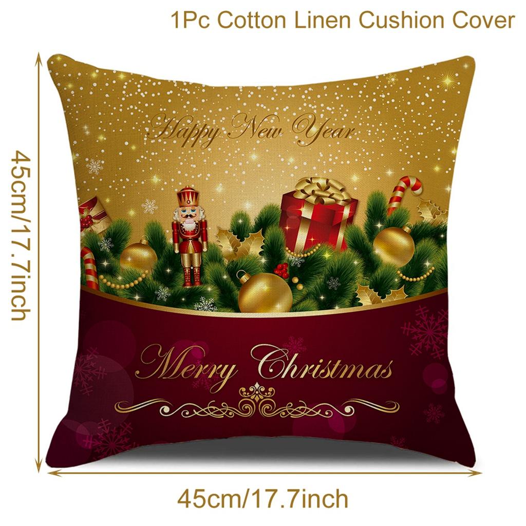Christmas Cushion Cover Merry Christmas Home Decoration Santa Pillowcase Ornament Navidad 2023 Happy New Year 2024