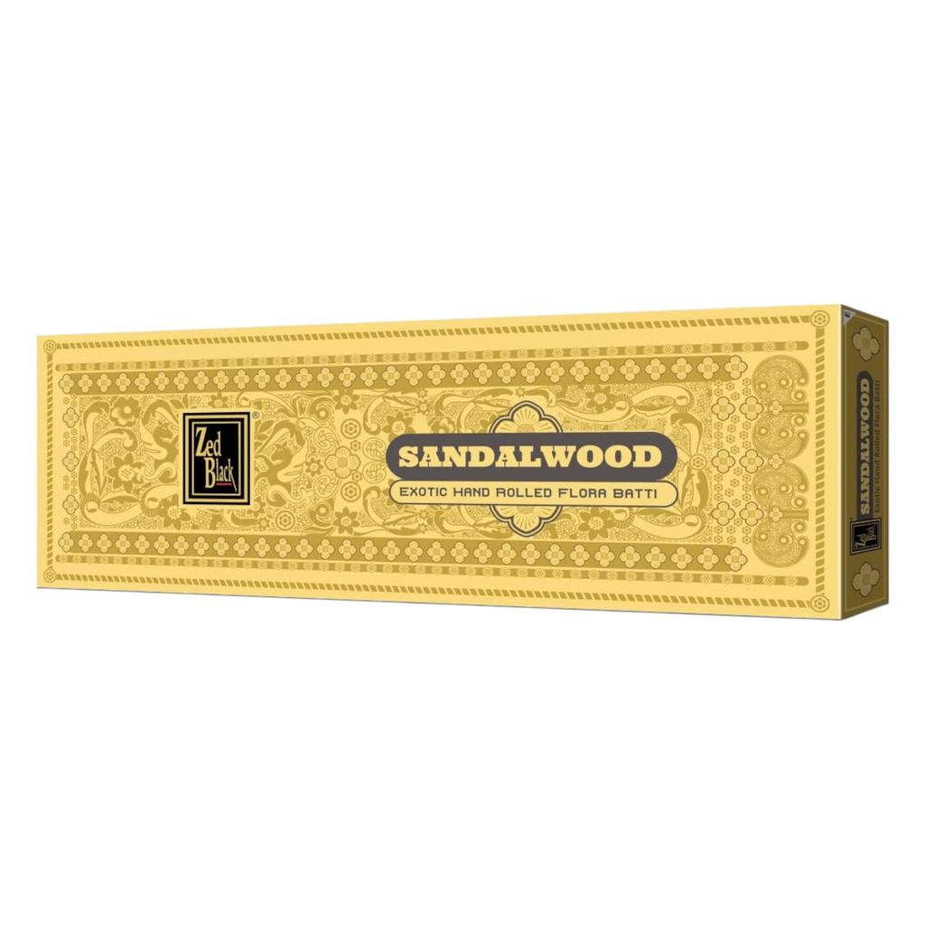 Zed Black Sandalwood Hand-Rolled Flora Batti Pack Of 2 Long-Lasting Incense Sticks For Puja Meditation Festivals And Gifting 35X2 Agarbatti Sticks