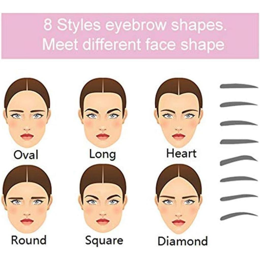 Eyebrow Stencil for Beginners, 8 Styles Eyebrow Shaper Kit with Eyebrow Brush and Brow Razor Trimmer, Reusable DIY Eyebrow Stencils Template