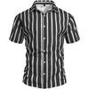 Men Short Sleeve Striped Button Down Shirt Casual Loose Fit Lightweight Breathable Collared Summer Top for Daily Wear