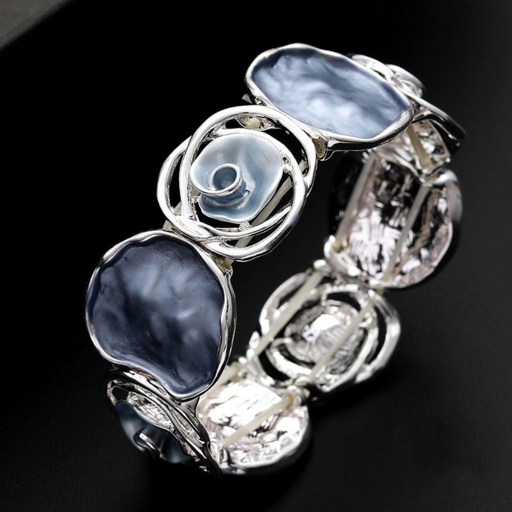 Elastic Buckle Colored Oil Rose Bracelet Women's Hand Bracelet  Gifts for Women Girl