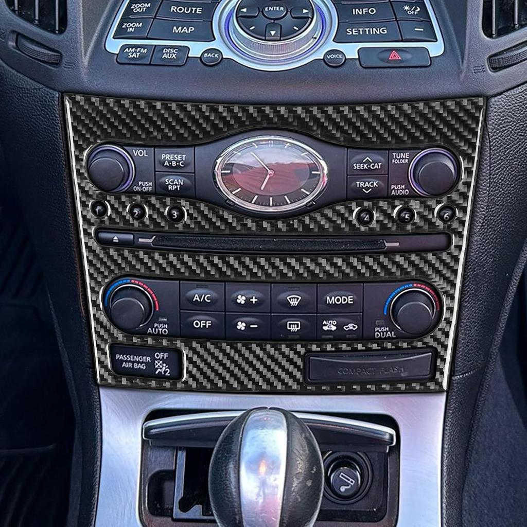 NVCNX Real Carbon Fiber Compatible with Infiniti G35 G37 X S 2007 2008 2009 2010 Sedan Coupe Convertible Car Accessories Interior Trim Dash CD AC