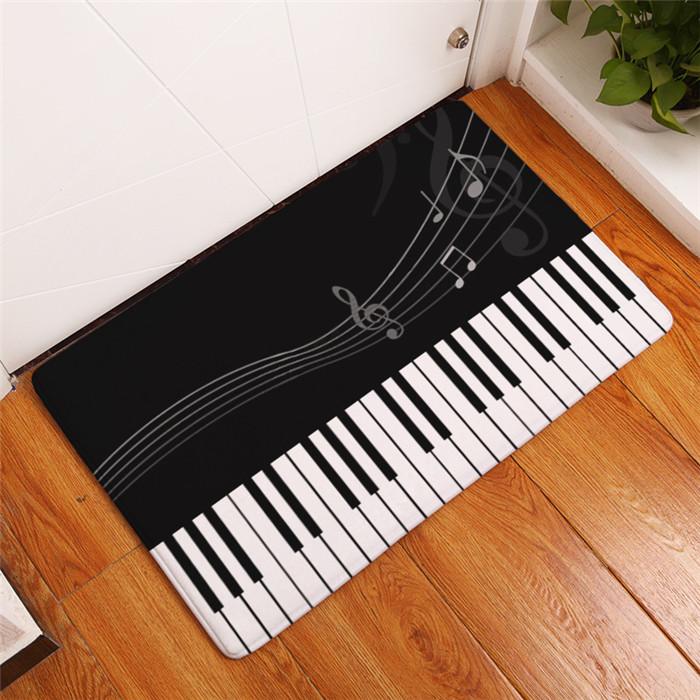 Music Note Doormat Area Rug Piano Keys Home Decoration Kitchen Carpet Entrance Anti-slip Bathroom Mat Black and White Floor Mat