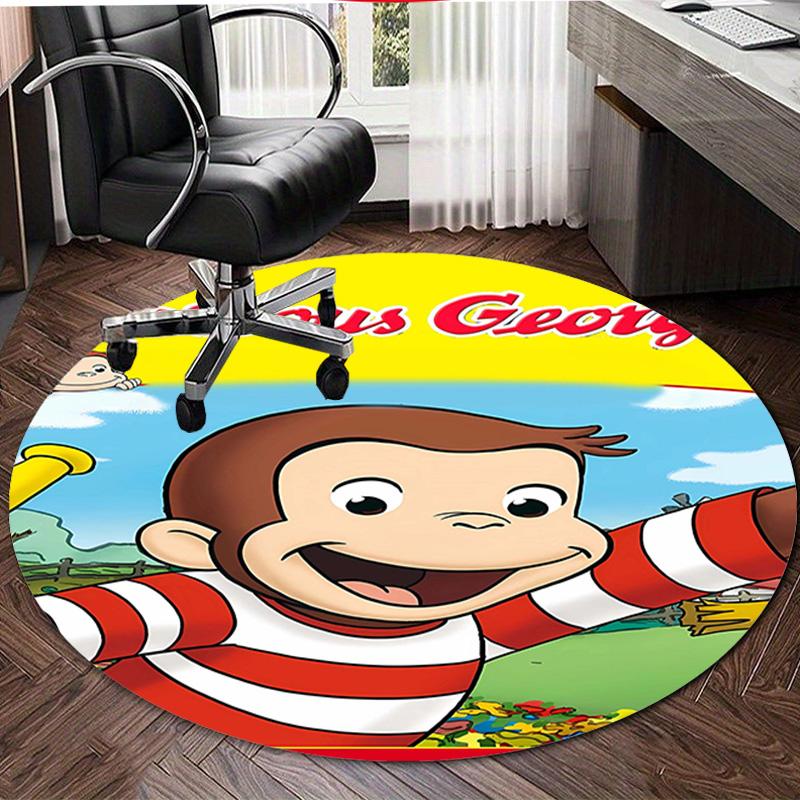 1pc Curious George (6) Print Round Carpet Chair Round Carpet Suitable for Bedroom Living Room Home Decorative Carpet
