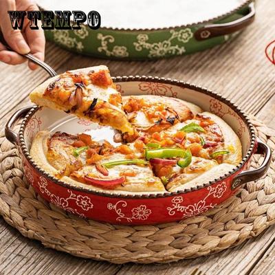 Ručně malovaný talíř s třešňovým květem Talíř na talíř pro domácnost Binaurální talíř na polévku Japonský keramický pekáč Pizza talíř