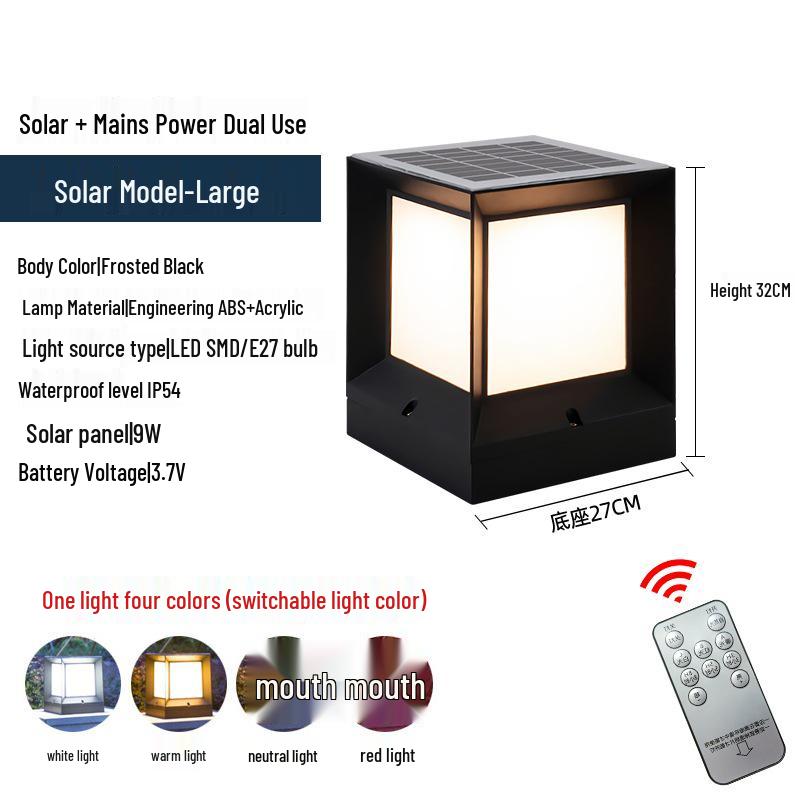 European-Style Solar Waterproof Outdoor Square Light for Courtyards, Villas, Parks, Fences, and Gates 