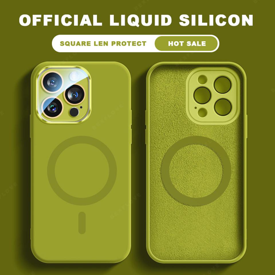 Liquid Silicone Magnetic Phone Case For iPhone 15 14 16 Plus 11 12 13 16 Pro Max Magsafe Wireless Charge Protector Soft Cover