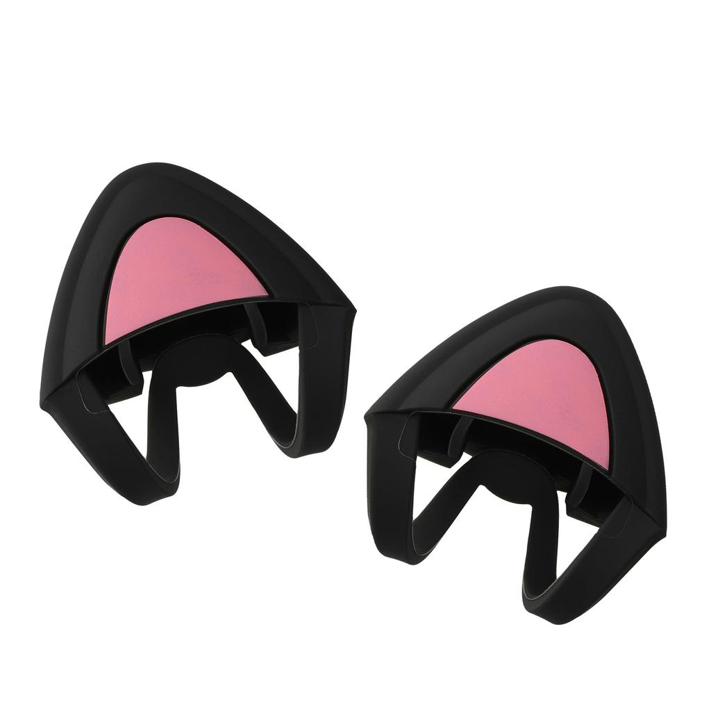 Kwmobile 2x Kompatible Over-Ear-Kopfhörer mit Katzenohren - Silikonaufsatz für Kopfhörer bis zu 2,5-3,8 cm Breite, SchwarzDunkelrosa