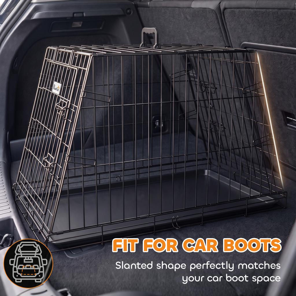 30"(76 cm) Car Dog Crate Collapsible Slanted with Tray & Handle
