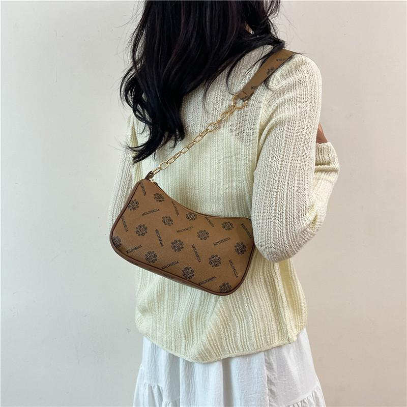 Printed bag women's summer new retro shoulder bag niche design underarm pillow bag