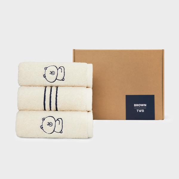 

Line Friends Towel Весенний коричневый набор полотенец для лица (3)