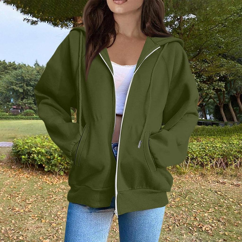 Women's Fashion Casual Long Sleeve Solid Color Hooded Sweatshirt Tops