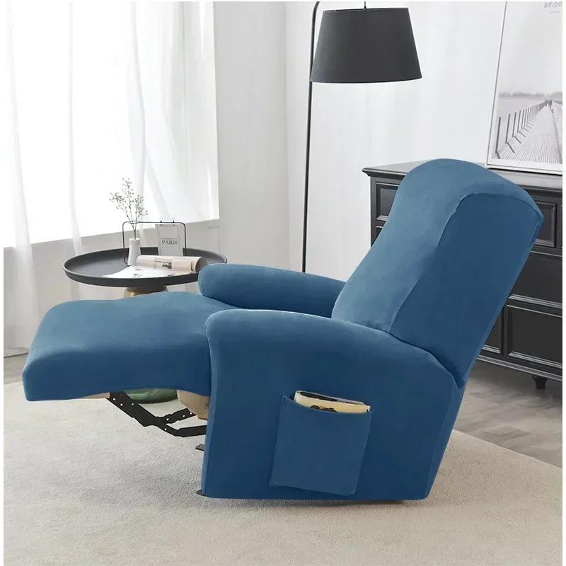 1 Seater Stretch Velvet Recliner Sofa Cover  Armchair Covers Elastic Single Sofa Slipcovers for Living Room Solid Color