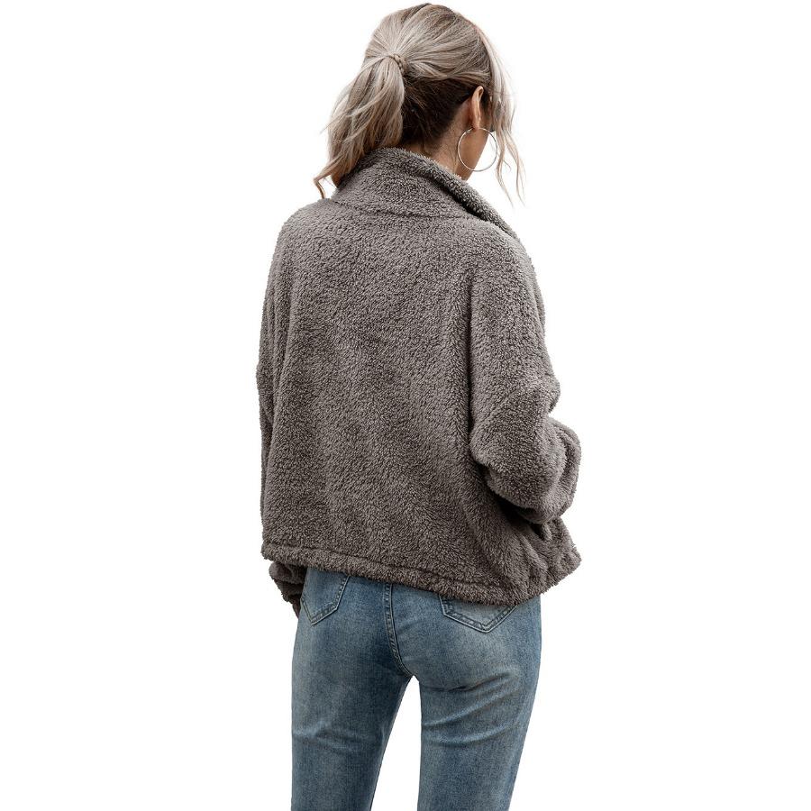 Autumn Winter Double-sided Velvet Short Plush Coat Top Women's Fashion Hoodie Jacket