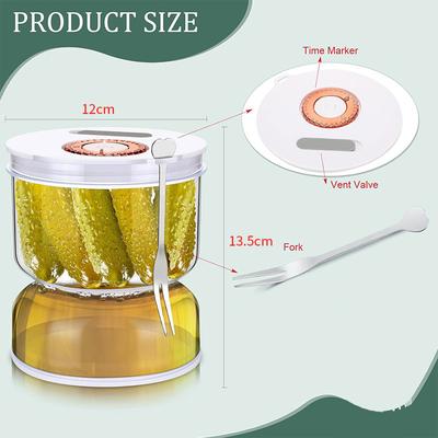 800ml Pickle Jar with Strainer Flip Dry Wet Dispenser Pickle Olive Hourglass Jar Cucumber Container Kitchen Juice Separator Tool