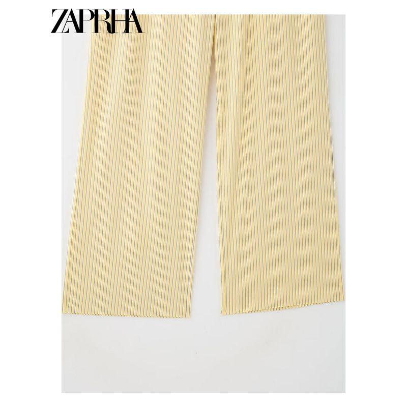 Zaprha 2025 New Arrival Minimalist Fashion All-Match Plaid Straight-leg Casual Stripes Pajamas Style Pants 4661411