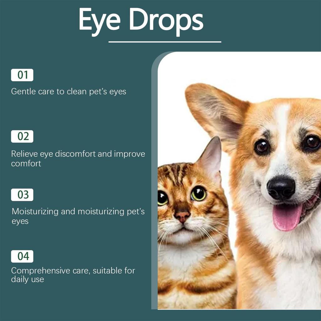 Yegbong pet eye drops, suitable for cats and dogs, removes tear stains, cleans eye discharge and eye gunk, pet eye care eye wash 30ml/box