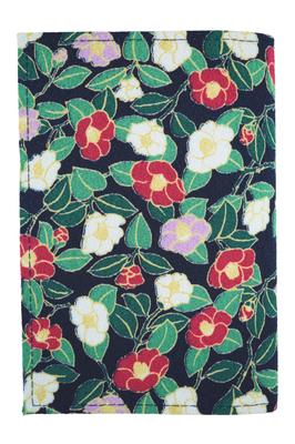 Uni Made In Futago Japanese Flat Passport Small Navy Blue [Wakomono Komonkobo] (0611) Seni, Japan, Chirimen, Pattern, Multi-Card Case, Case, Case,
