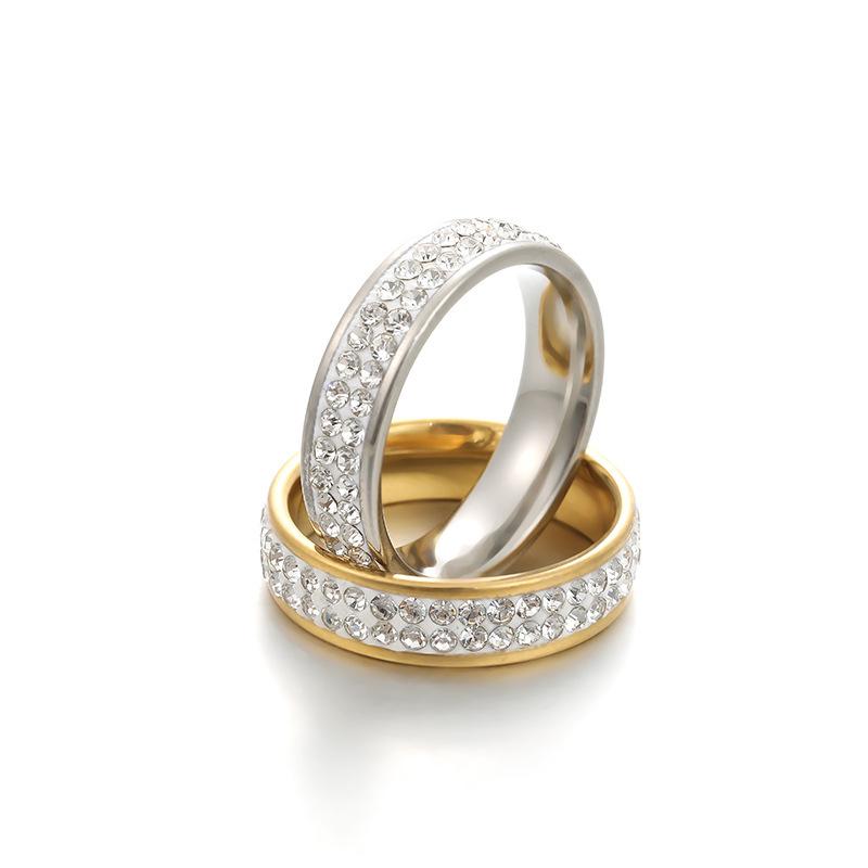 6mm Double Row Paved Diamond Ring Fashionable Minimalist Couple Band
