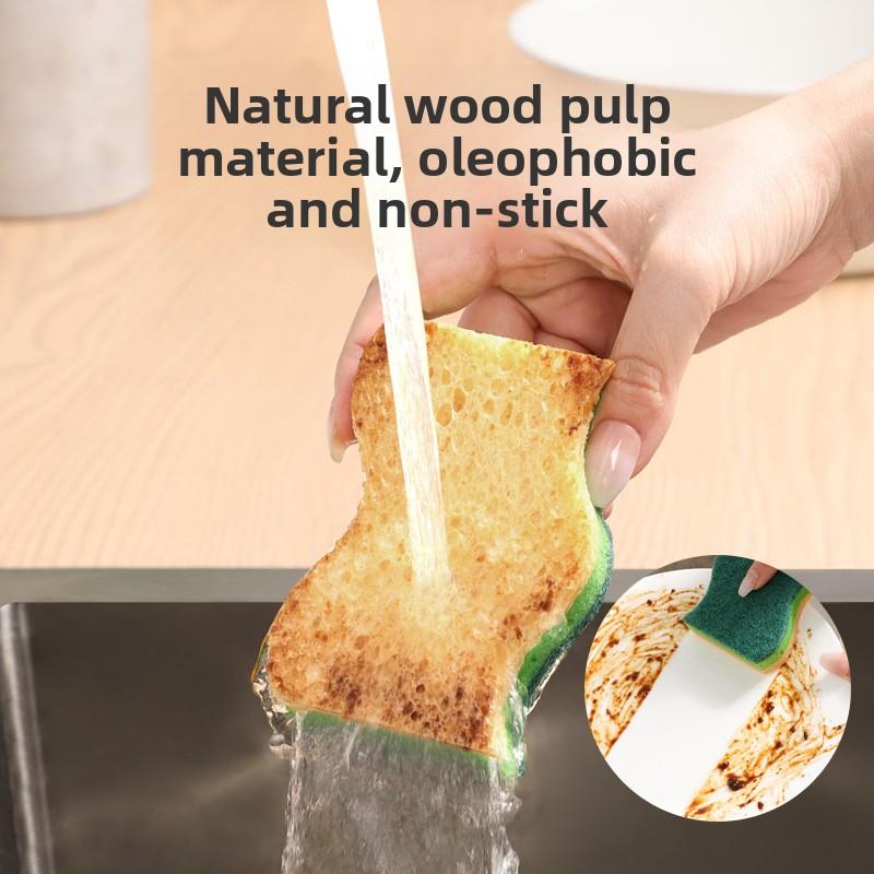 Thickened Wood Pulp Cotton Dishwashing Sponge, Non-oil-sticking Cloth, Kitchen Cleaning Dishwashing Scouring Pad