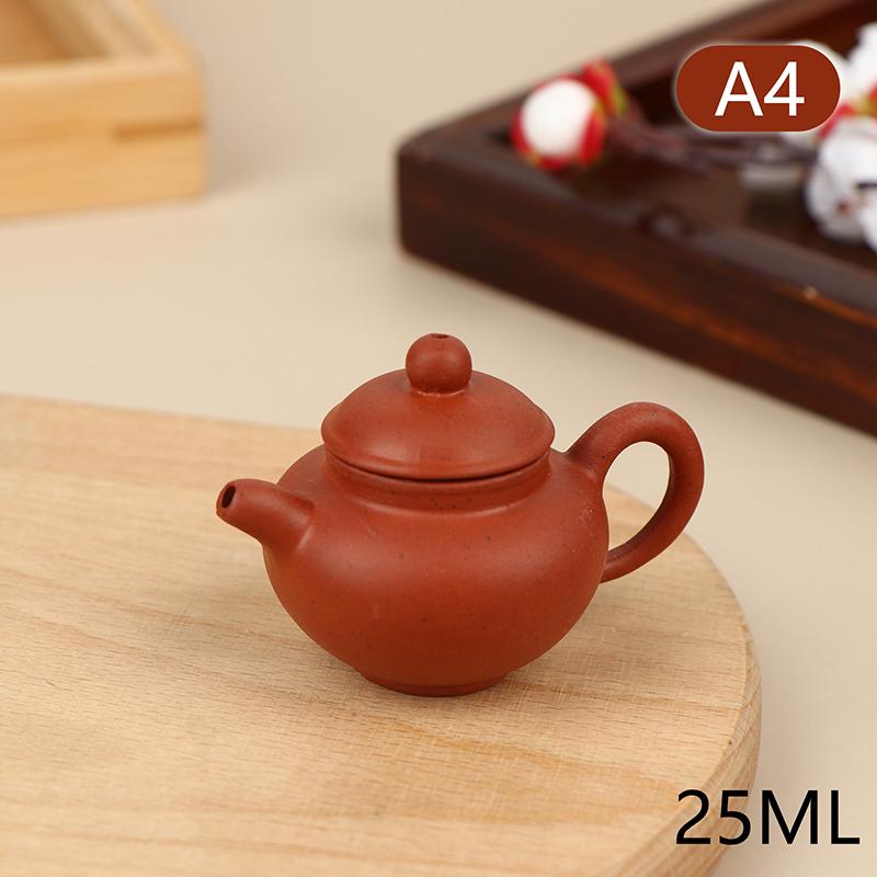 25Ml Enameled Pottery Teapot Pocket Hand Teapot Handstand Fingertip Kettle Tea Pet Dark-Red Enameled Pottery Teaset Accessories
