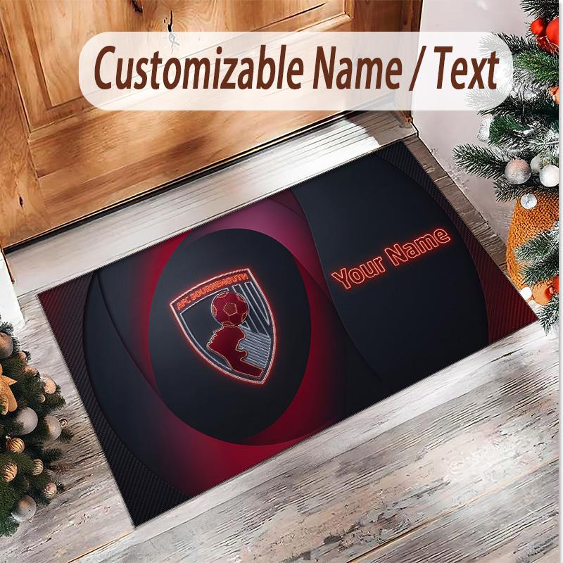 Personalized Crystal Velvet Carpet Bournemouth Football Pattern Non Slip Floor Rug