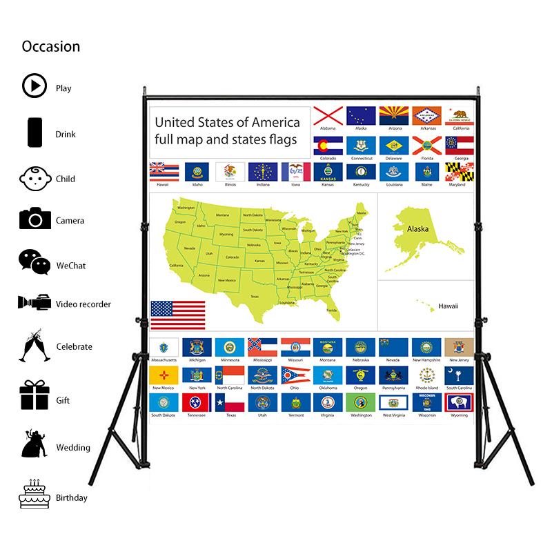 WCIC New Map Theme Series Background Cloth United States Map