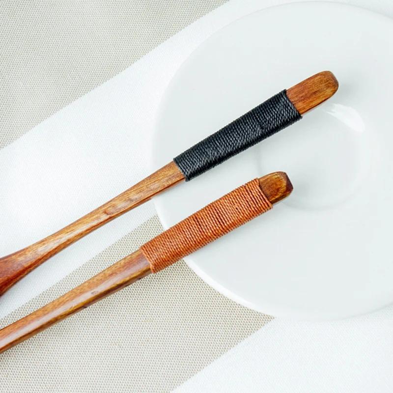 6Pcs Wooden Spoon Long Handled Teaspoon Honey Coffee Tea Spoon Small Wood Stirring Mixing Spoon Set Tea Coffee Stirrer Tableware
