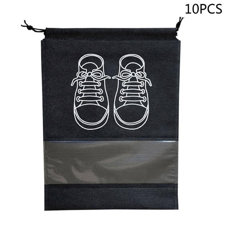 10Pcs/Set Shoe Dust Covers Non-Woven Dustproof Drawstring Clear Storage Bag Travel Pouch Bags Drying Shoes Protect Shoes