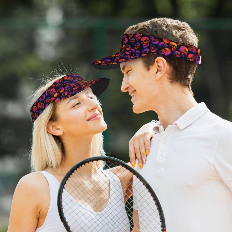 Horror Color Skull Sports Sun Visor Hats Women Men Adjustable Lightweight Cooling Empty Top Visor Hat for Golf Tennis Running