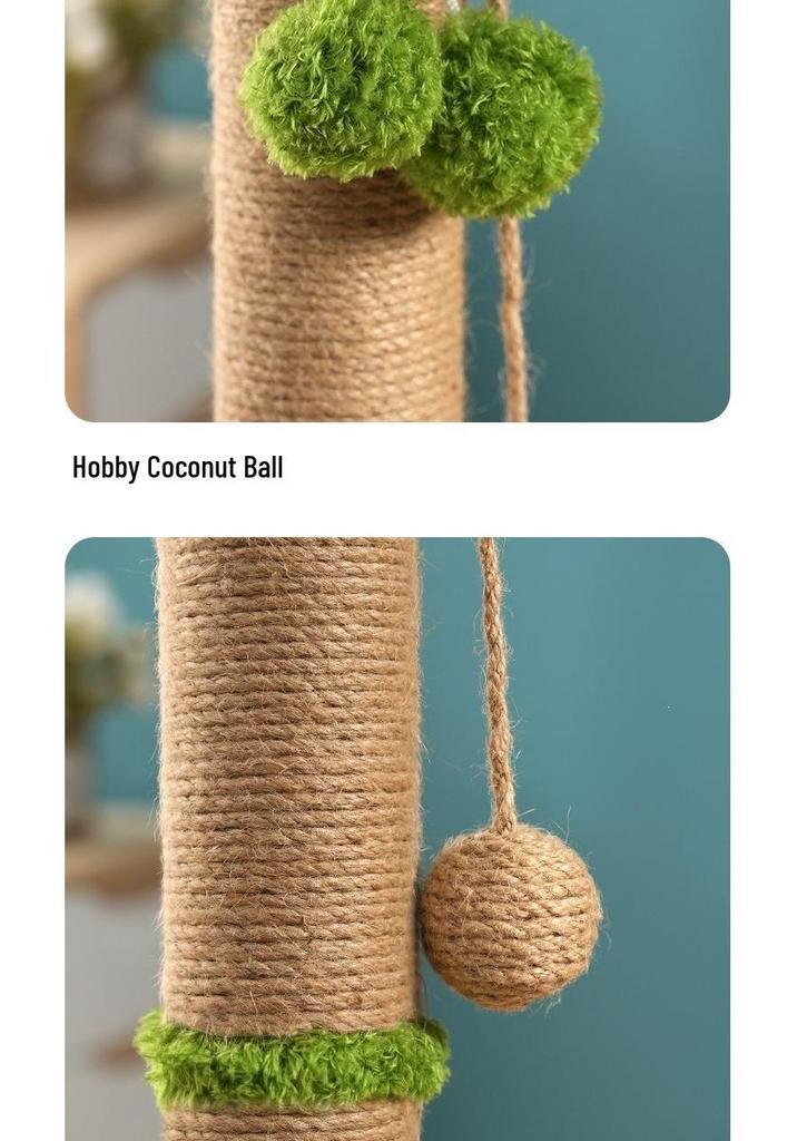 Coconut Palm Leaf Cat Tree with Scratching Post & Mouse Teaser