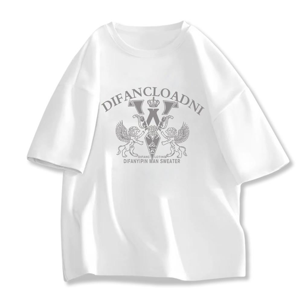Heavy Cotton Versatile Trendy Brand Men'S Short-Sleeved T-Shirt Round Neck Casual Trend Half-Sleeved T-Shirt Top