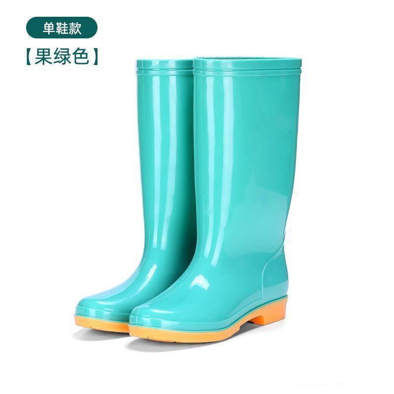 

High tube rain shoes women s fashion outer wear non-slip waterproof thick-soled sea-catching adult long velvet soft-soled rain boots 36