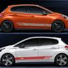 2PCS Car Door Side Skirt Stripes Stickers For Peugeot 208 Gt Tuning Auto Accessories Line Graphics Vinyl PVC Decals