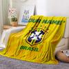 Custom Name Brazil Football Confederation Flannel Blanket, High quality Comfortable for All Seasons, Home Decor, Warmth and Comfort