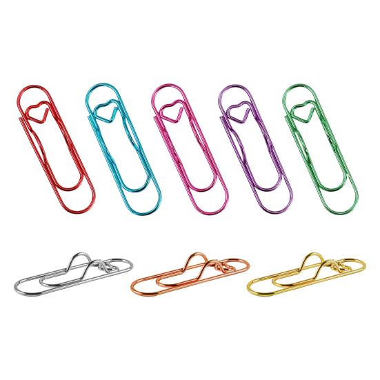 6Pcs Metal Heart Pen Clips Notebook Pen Holders Colored Paperclip Cute Shaped Clips School Supplies Organizer