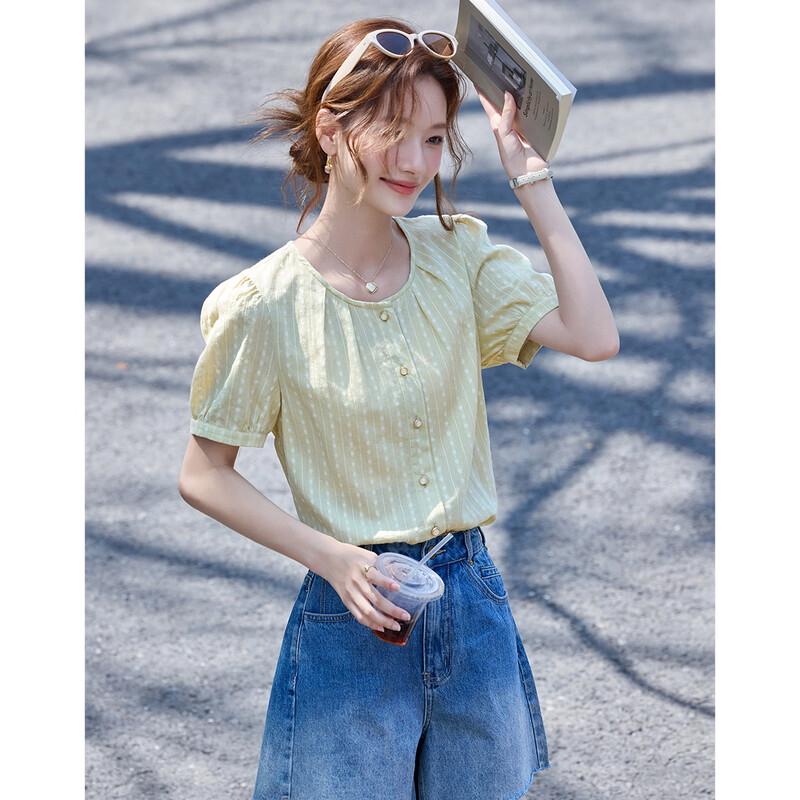 Women s Textured Stripe Puff Sleeve Blouse XL