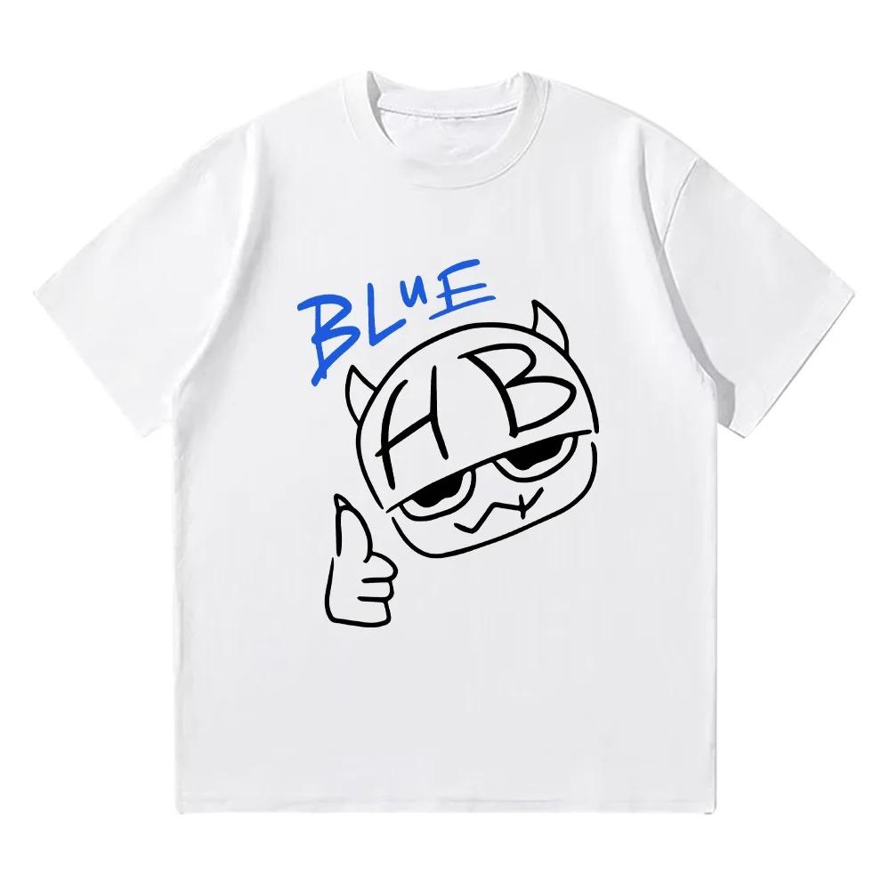 

Hannah Bahng Blue HB Tshirt Men Women Cotton Quality Short Sleeve Tees Male Fashion Cartoon Graphic Oversized high quality soft 4XL