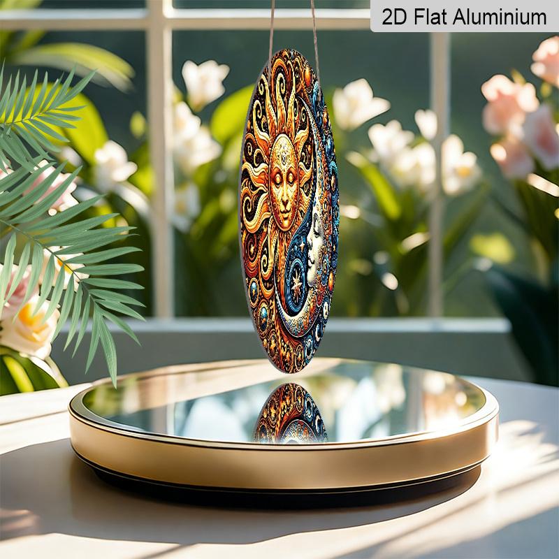 2D Flat, 1pc Fantasy Sun & Moon Metal Aluminum Sign - Mysterious Art Style Aluminum Wall Decor for Garden, Patio, Indoor & Outdoor Use - Celestial