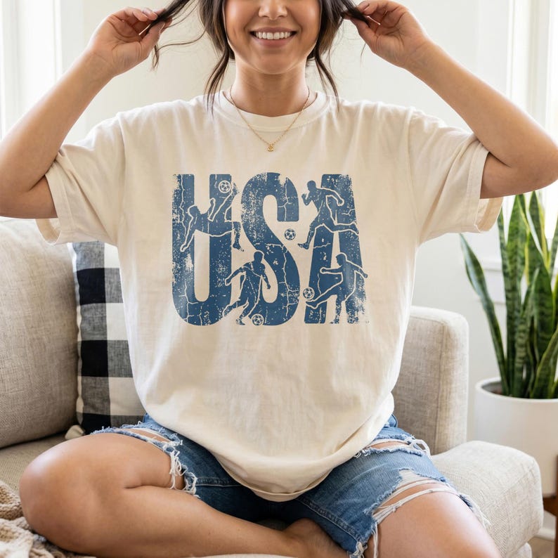 USA Soccer Shirt, Distressed Retro Player Tee, World Cup 2026 US Soccer Shirt, Patriotic Football Fan Gift S