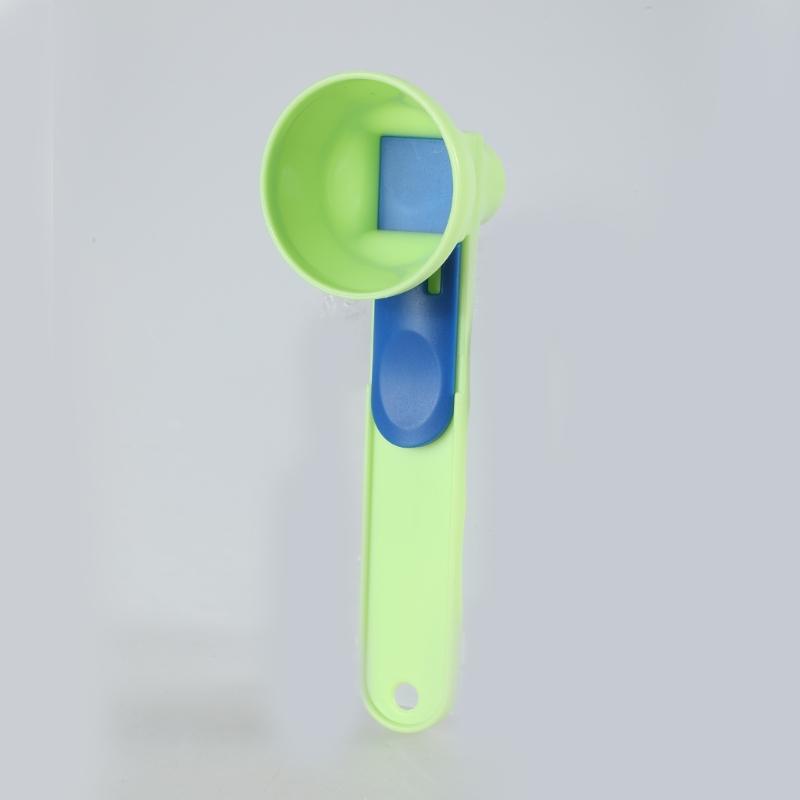 Plastic Measuring Spoon Funnel for Protein Powder Cooking Ingredient Sliding Scooper with Long Handle Kitchen Tool
