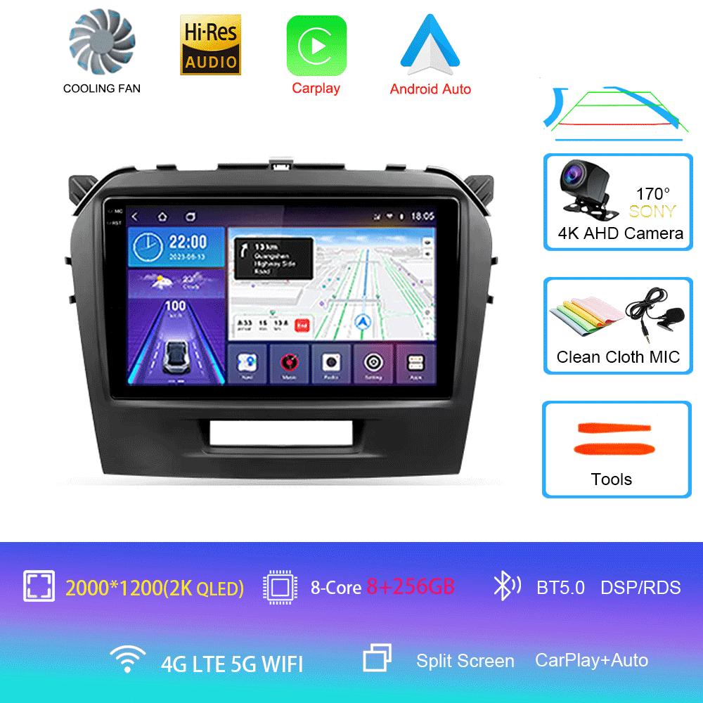 Car Radio Android 14 Carplay Auto For Suzuki Vitara 2015 2016 2017 2018 2019 Multimedia Video Player Navigation Gps Stereo Audio