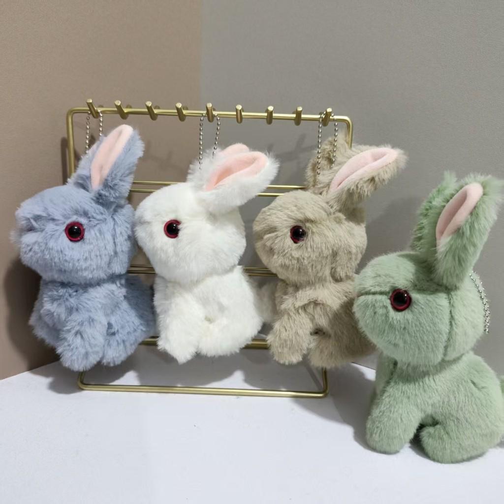 White Cute Cartoon Rabbit Plush Keychain Short Bag Decoration Kids Gift Doll