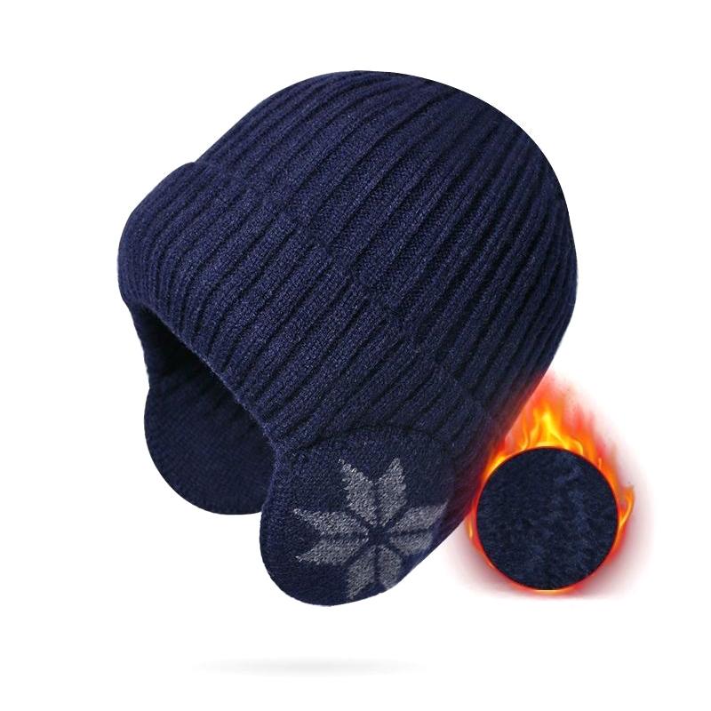 

Уличная мужская зимняя вязаная шапка, плюшевая теплая фуражка, наушники, повседневная модная шапка-бомбер на подкладке из искусственного меха, велосипедная защита ушей 3